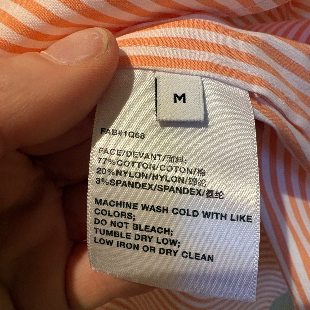 Lafayette 148 Dales Shirt Orange Stripe Top Blouse Cotton Blend Collar - Picture 6 of 7